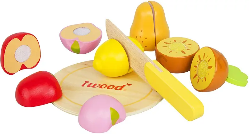 Juego de comida infantil en madera frutas
