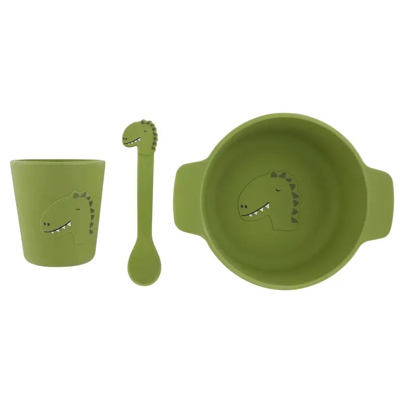 Juego de comida para bebé en silicona - Mr. Dino - Trixie
