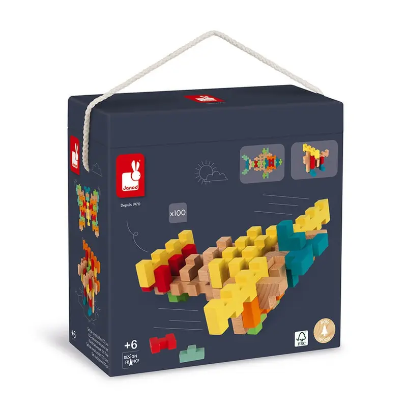 Juego de construcción 100 pzas. de madera - Janod J08301