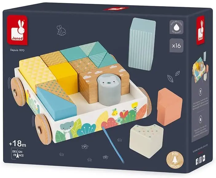 Juego de construcción en carrito con cubos para pasear - Janod J05152