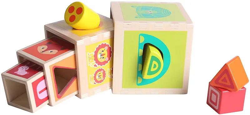 Juego de cubos para apilar pirámide