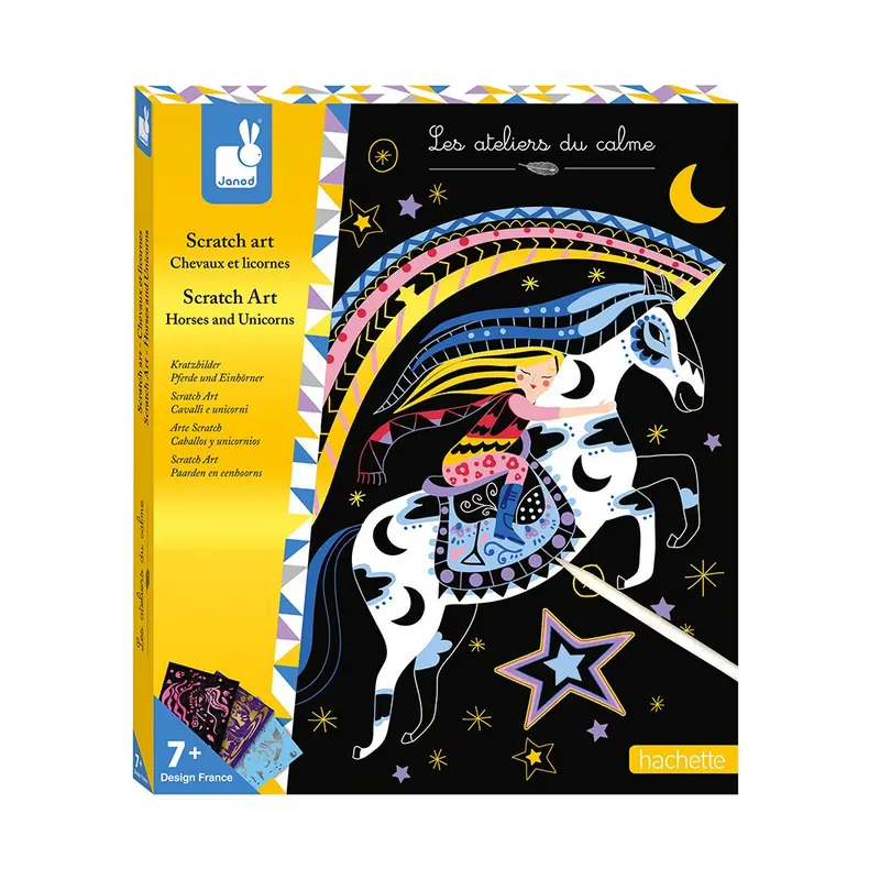 Juego de manualidades arte scratch caballos y unicornios -janod j07895