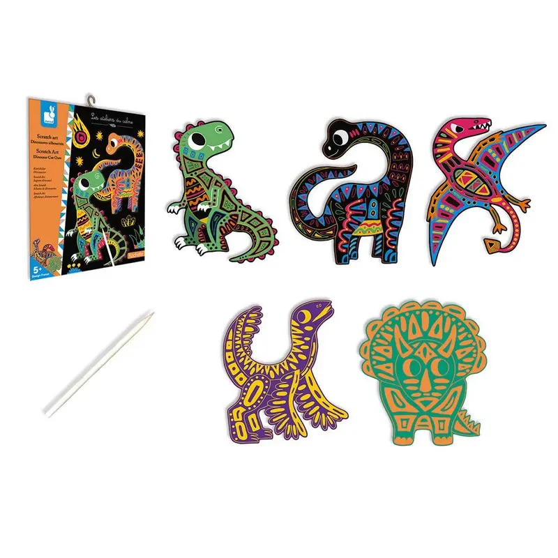 Juego de manualidades ARTE SCRATCH SILUETAS DE DINOSAURIOS - Janod J07889