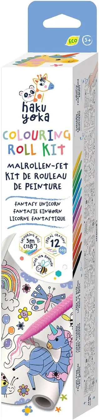 Juego de Manualidades - Kit Rollo de Papel para Pintar Unicornio + Ceras - Haku Yoka 223068