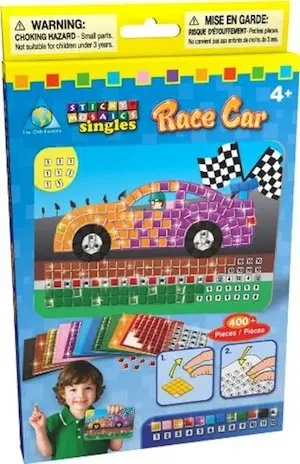 Juego de Manualidades - Mosaico con Adhesivos Goma Eva Coche de Carreras - Orb Factory