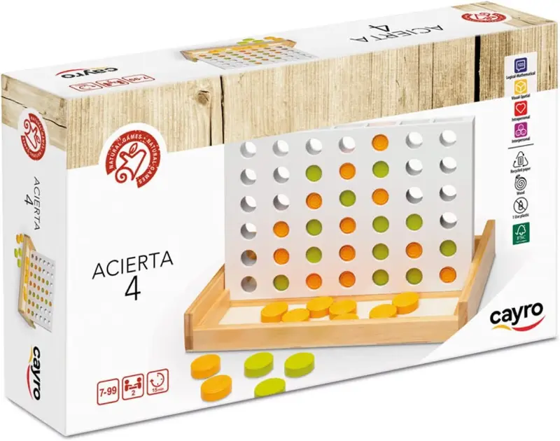 Juego de mesa 4 en raya de madera - Cayro 625