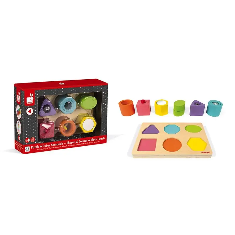 Juego de puzzle 6 cubos sensoriales - janod j05332