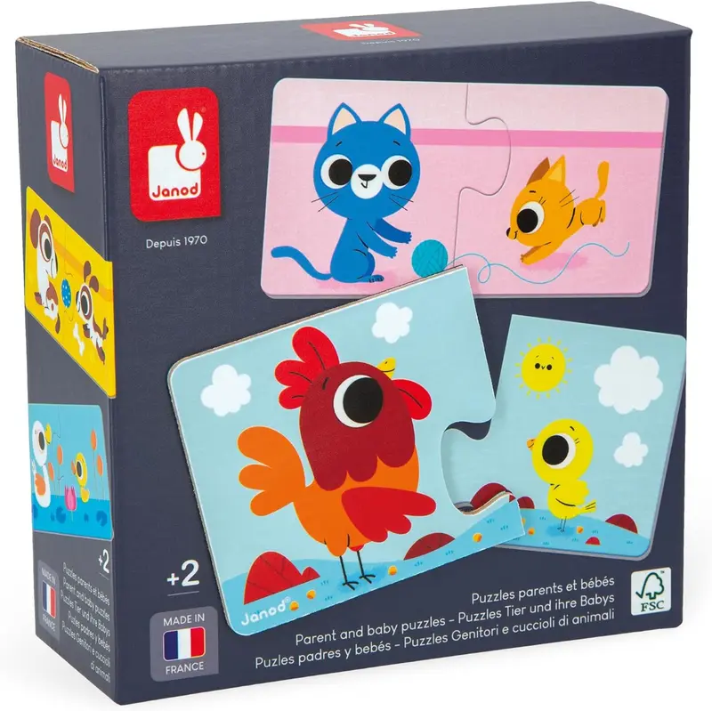 Juego se Asociación Rompecabezas de Padres y Animales de Bebés - Janod 02637