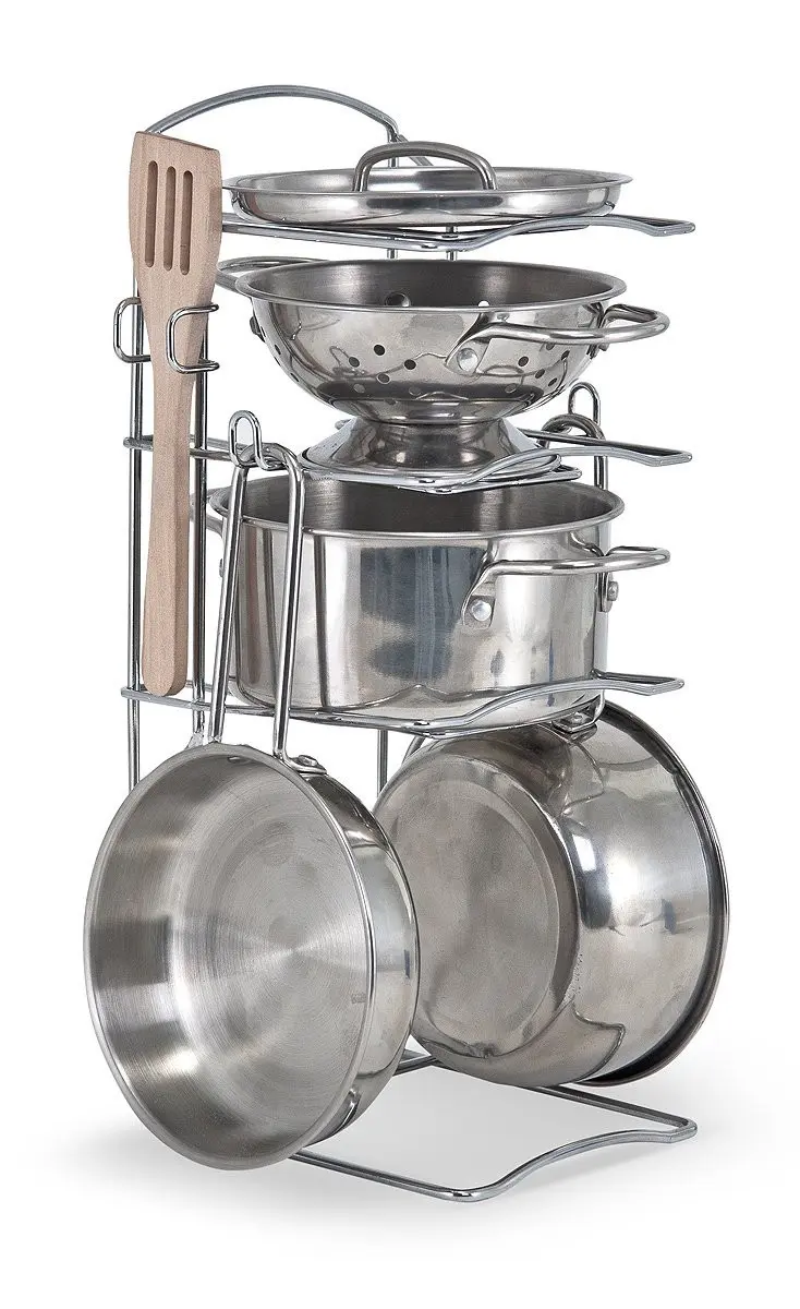 Juego set de bateria de cocina acero inox - melissa & doug