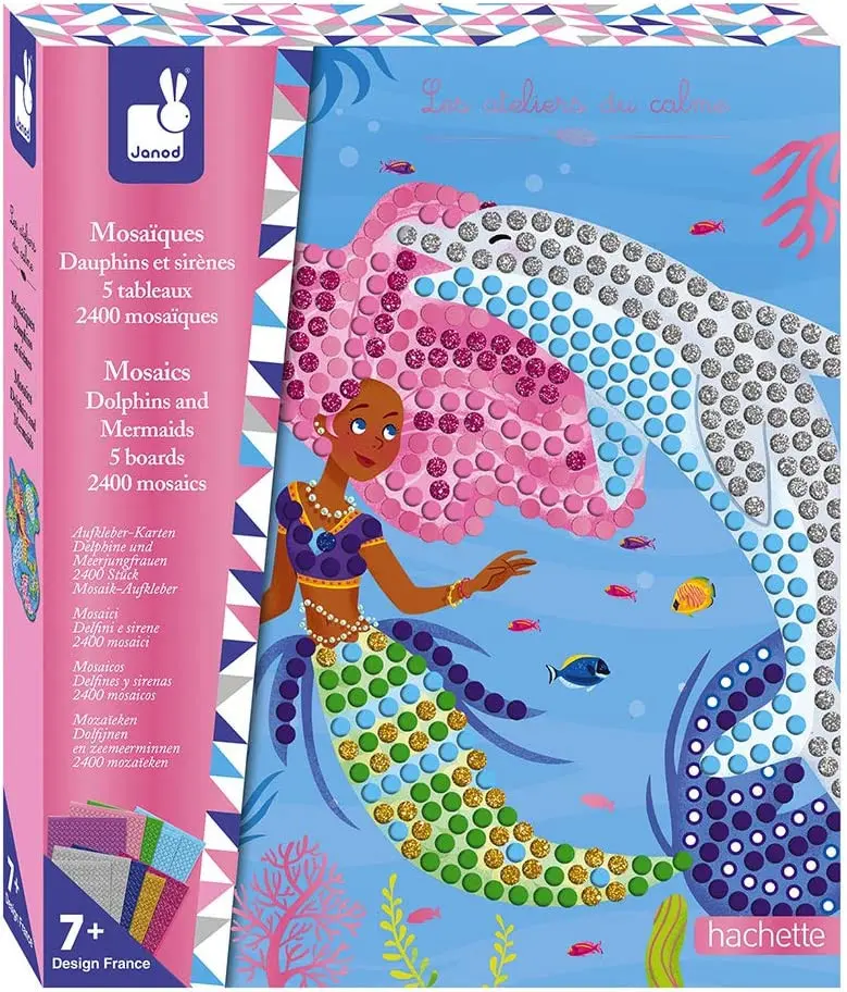 Kit creativo - Estuche mosaicos delfines y sirenas - Janod J07961 Delfines y Sirenas