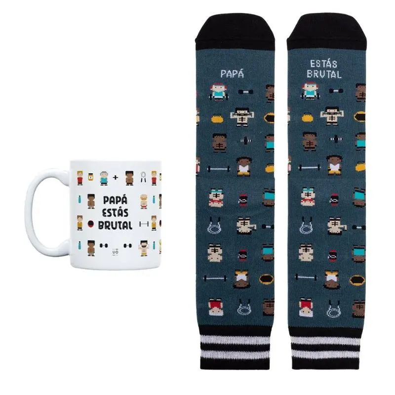 Kit Taza + Calcetines "Papá, Estás Brutal"