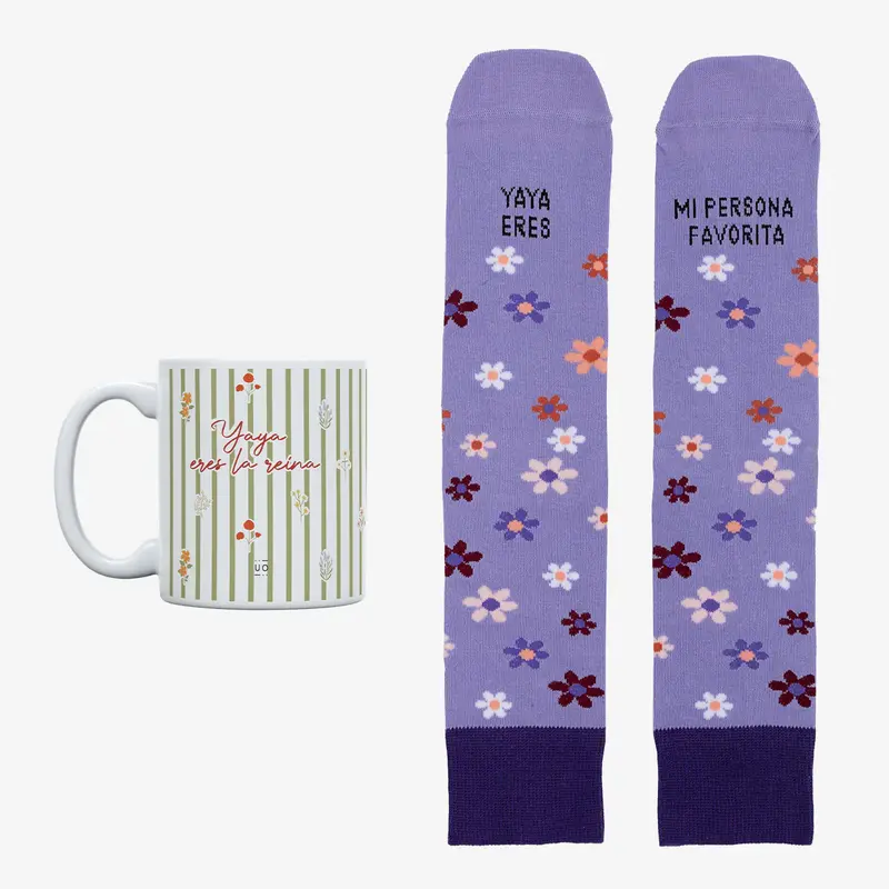 Kit Taza + Calcetines "Yaya eres la reina" - UO