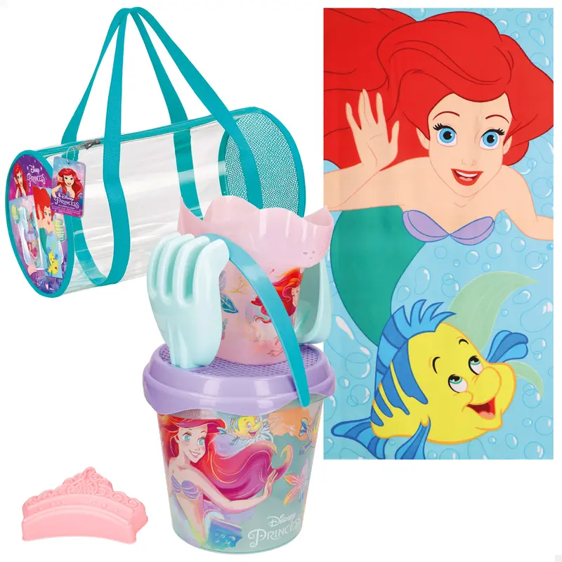 La Sirenita Set cubo de playa con toalla, accesorios y bolsa