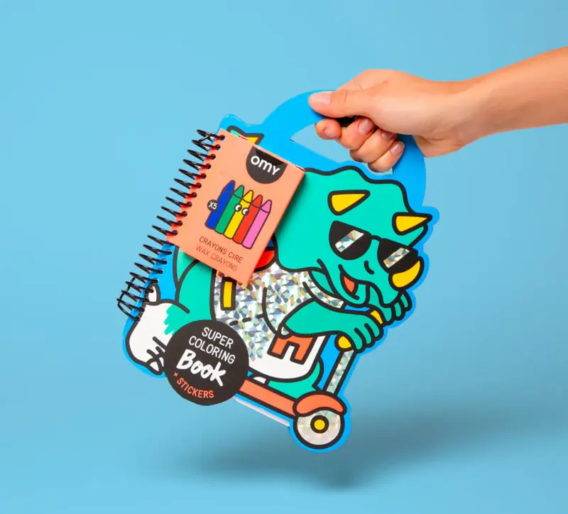 Libro con pegatinas y pinturas Dinos - Omy