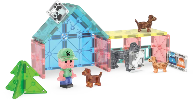 MAGNA-TILES Puppy Park - Set 27 Piezas con 4 Mascotas
