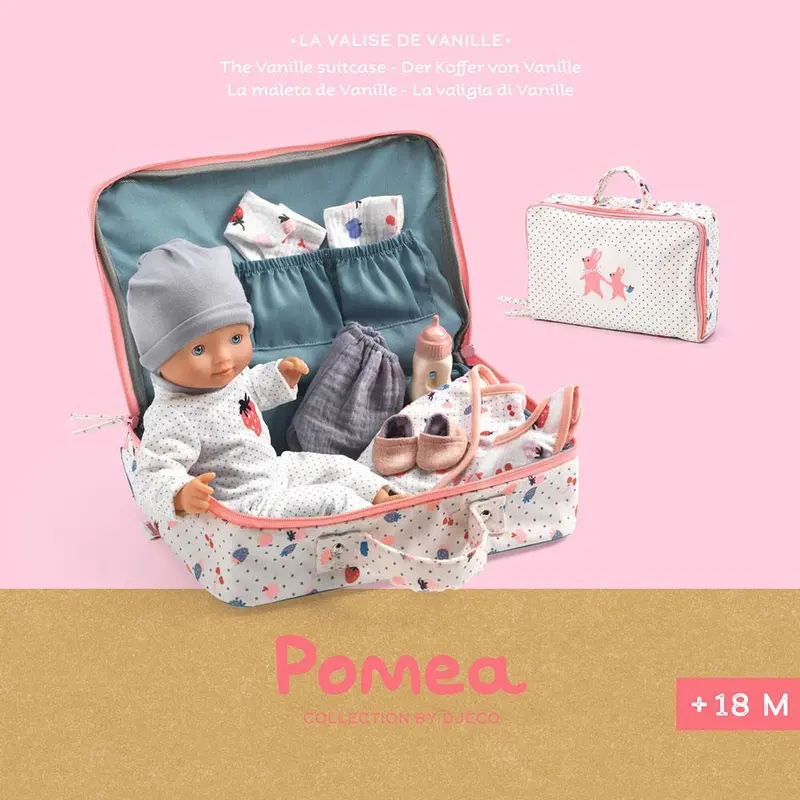Maleta con Muñeco Pomea, ropita y accesorios - Djeco 37866