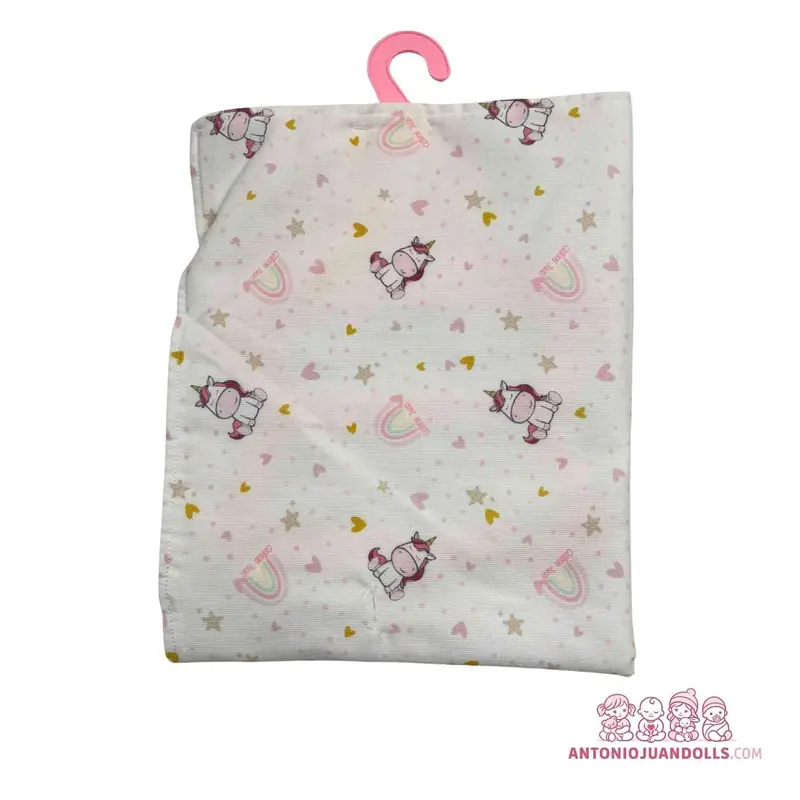 Manta Blanca Unicornios Caballitos Muñecas - Doble Cara Suave (91060-9)