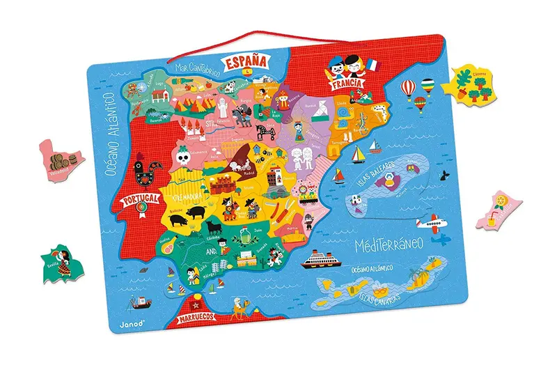 Mapa magnético de españa en madera | janod ju05478 (60 piezas)