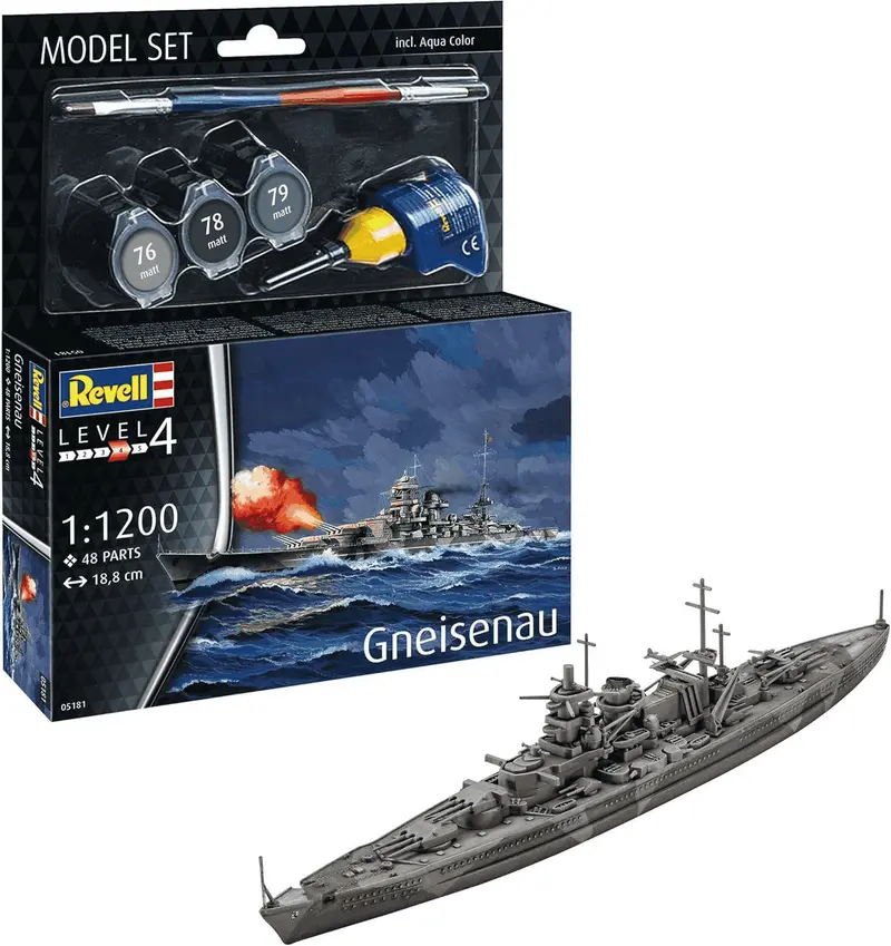 Maqueta ModelSet Barco Gneisenau 1/1200.