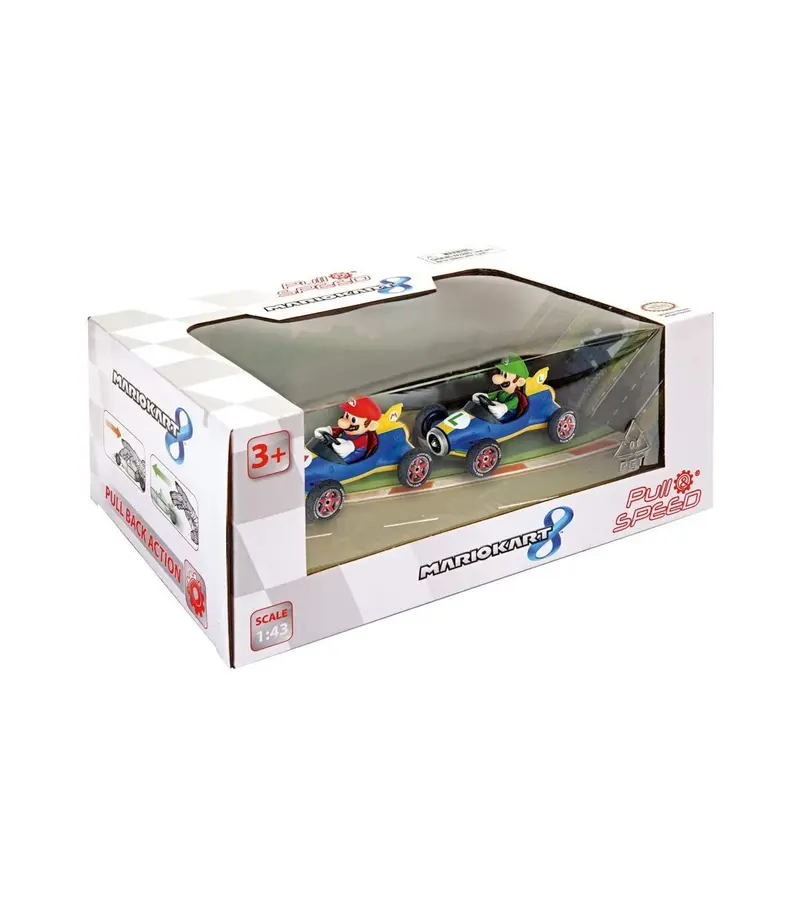 Mario y Luigi Kart Coches 1/43 Pull Back Action - Carrera 15813018