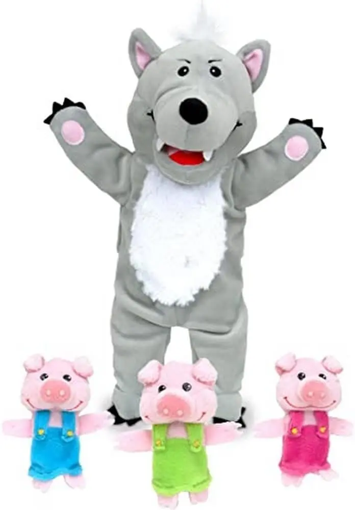 Marioneta de mano el lobo y los tres cerditos - fiesta crafts