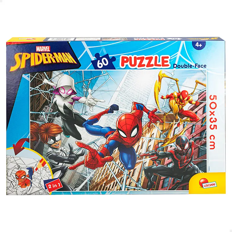 Marvel Spider-Man Puzzle doble cara para colorear 60 piezas