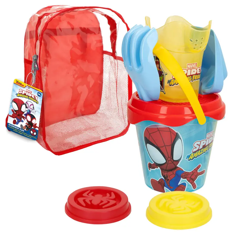 Marvel Spidey y su superequipo Set cubo playa Ø14 cm con accesorios y mochila transporte