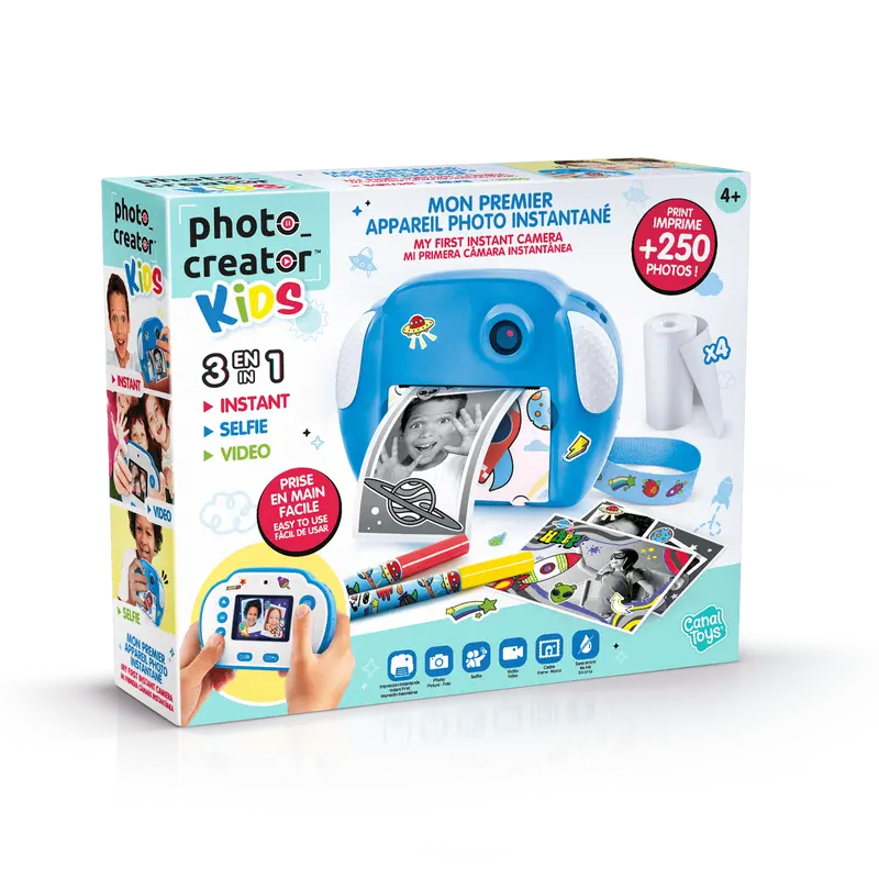 Mi Primera Cámara Instantánea 3 en 1 para niños con 4 rollos de papel y 4 Rotuladores - My Fisrt Instant Camera Photo Creator Kids - Photo Creator - CLK011