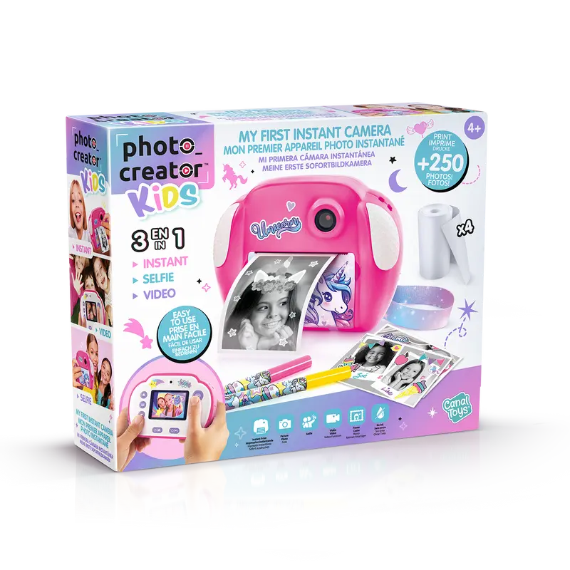 Mi Primera Cámara Instantánea 3 en 1 para niños con 4 rollos de papel y 4 Rotuladores - My Fisrt Instant Camera Photo Creator Kids - Photo Creator - CLK013
