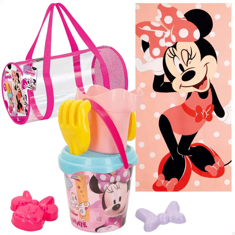 Minnie Set cubo de playa con toalla, accesorios y bolsa