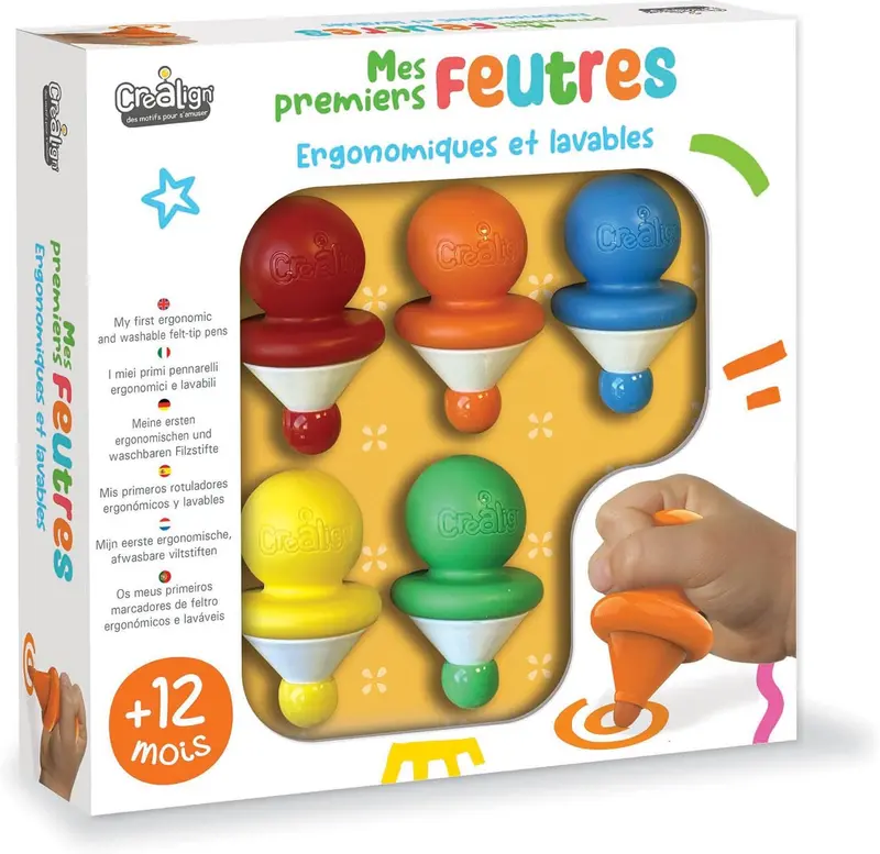 Mis primeros rotuladores ergonómicos y lavables- 5 unidades - mis primeros feutres - crealign cl211