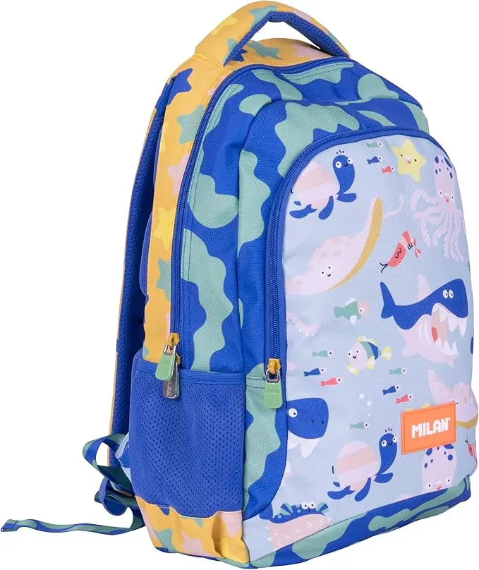 Mochila Escolar Milan Blue Odyssey 21L Azul | 2 Cremalleras