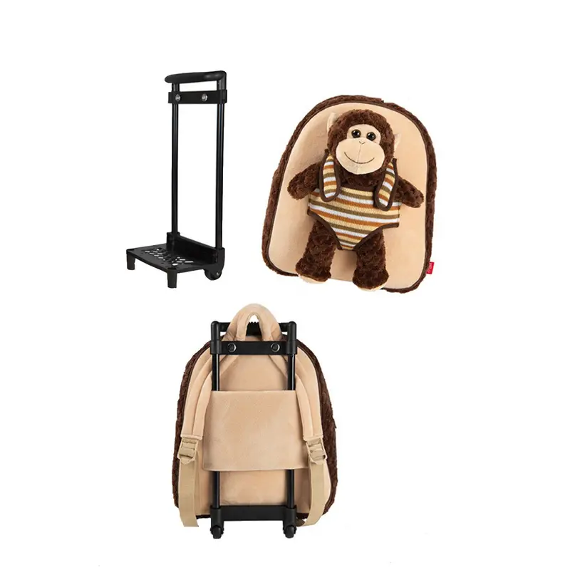 Mochila infantil trolley con peluche mono - perletti 13039