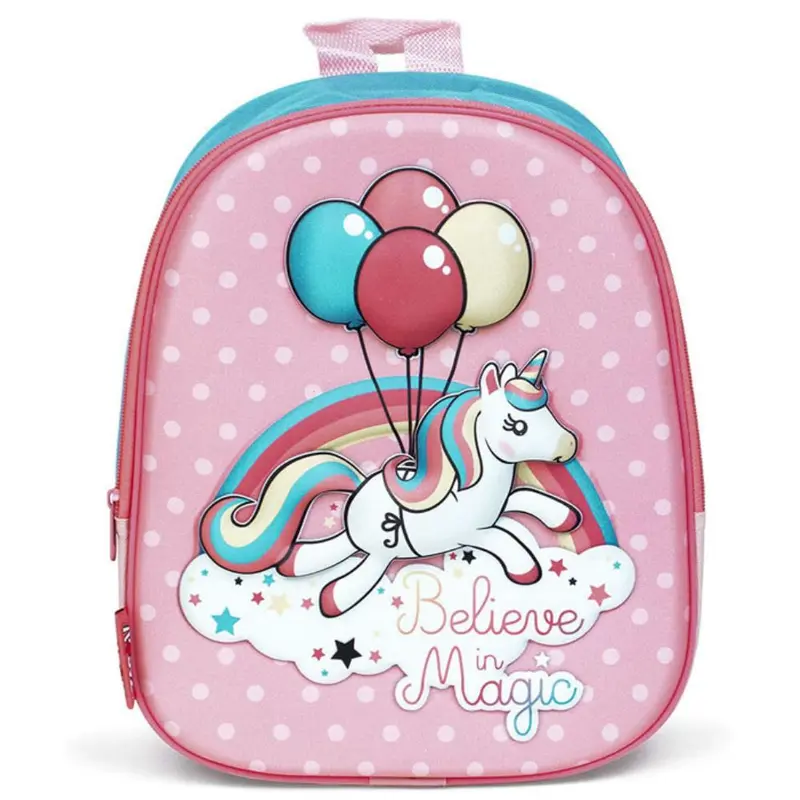 MOCHILA UNICORNIO 3D CON RELIEVE 30 CM. (TAMAÑO GUARDERÍA E INFANTIL)