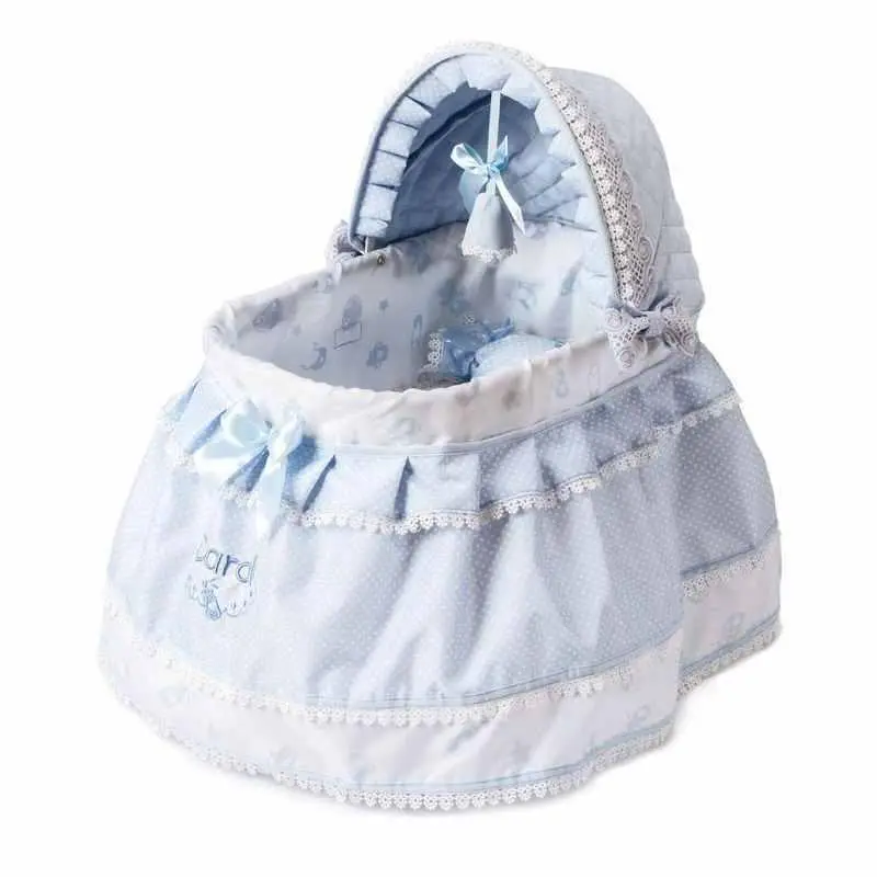 Moisés Carol Azul con Dosel 52x46x27cm - Cuna Portátil Acolchada para Muñecas hasta 42cm (4897022511227)