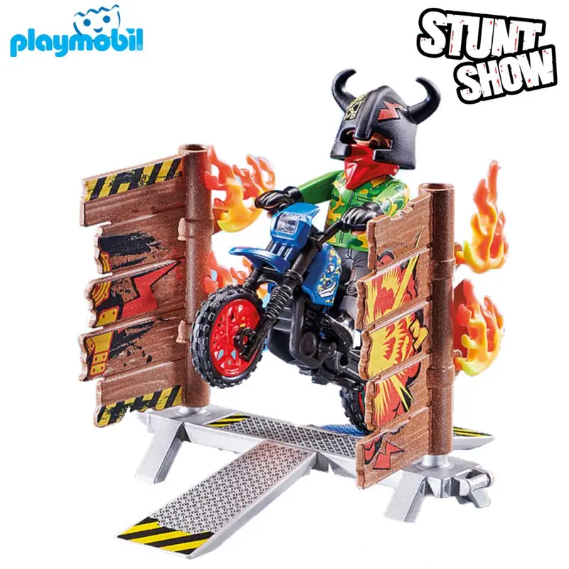 Moto con muro de fuego Playmobil (70553) Stunt Show