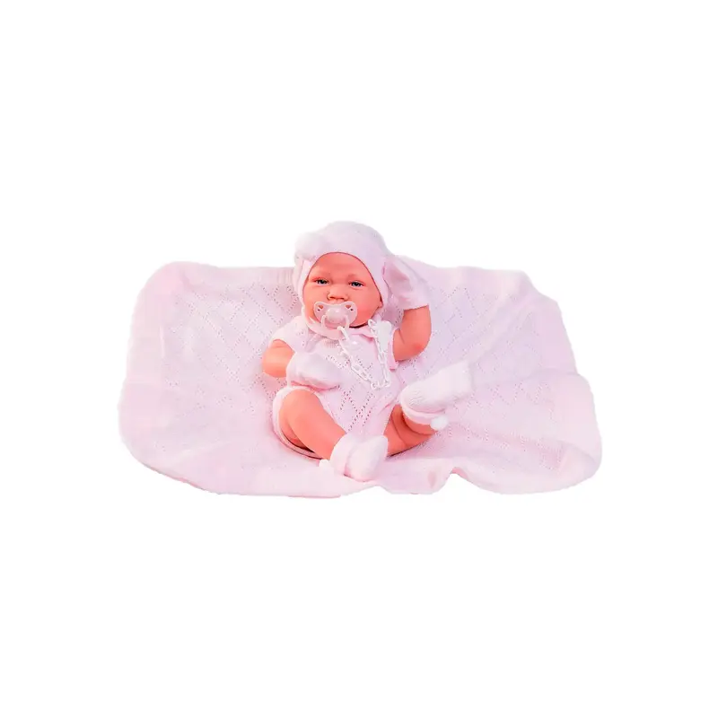 Muñeca Antonio Juan Recién Nacida Lúa con Toquilla Rosa 42cm - 50064