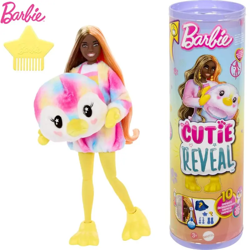 Muñeca Barbie Cutie Reveal morena con disfraz de pingüino