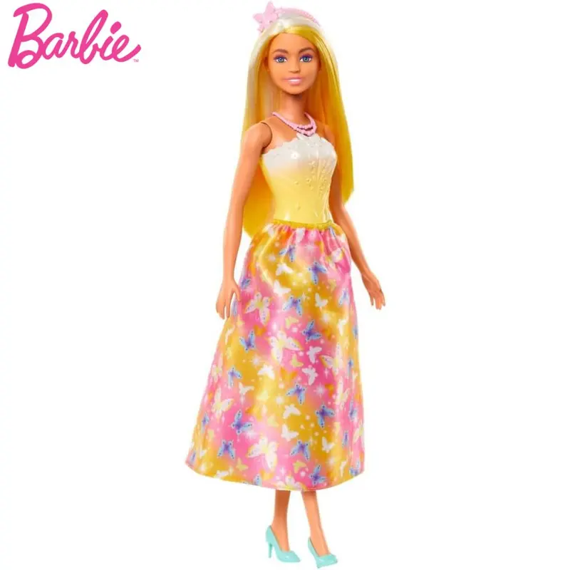 Muñeca Barbie rubia princesa con falda rosa Dreamtopia