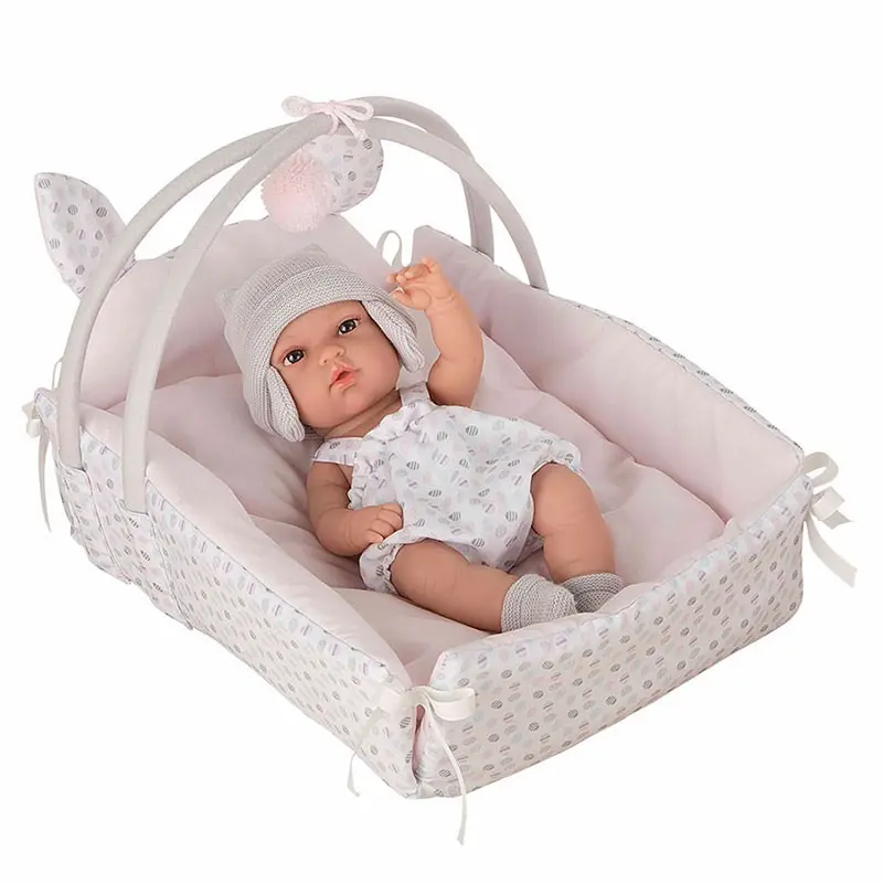 Muñeca Bebé Arias 33 cm con Cuna | Juguete Niña