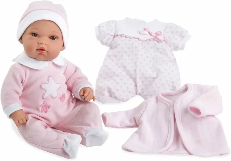 Muneca Bebe Arias Natal Trousseau 33 cm con Lloro y Ajuar Rosa - Arias 60209