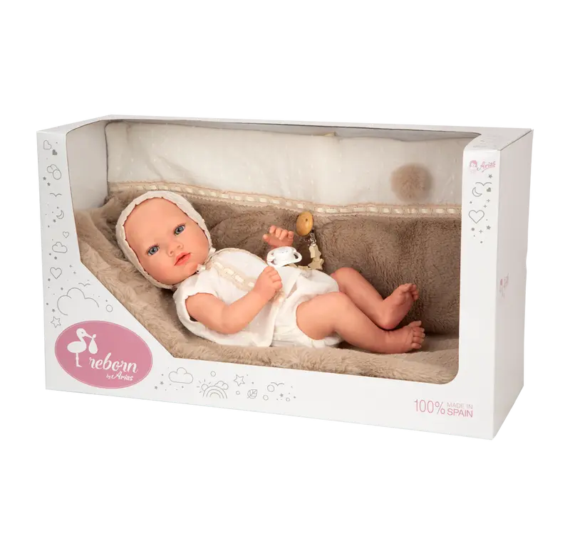 Muñeca Bebe Reborn 38 cm Jade con Manta Marrón - Arias 98192