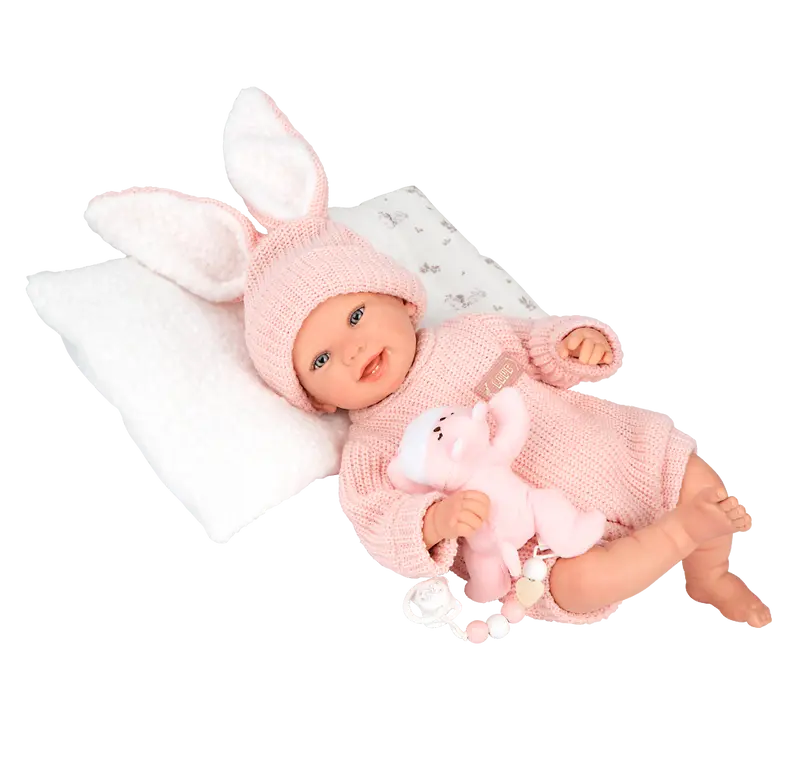 Muñeca Bebe Reborn 45 cm Lucia con Cojín y Peluche - Arias 98196