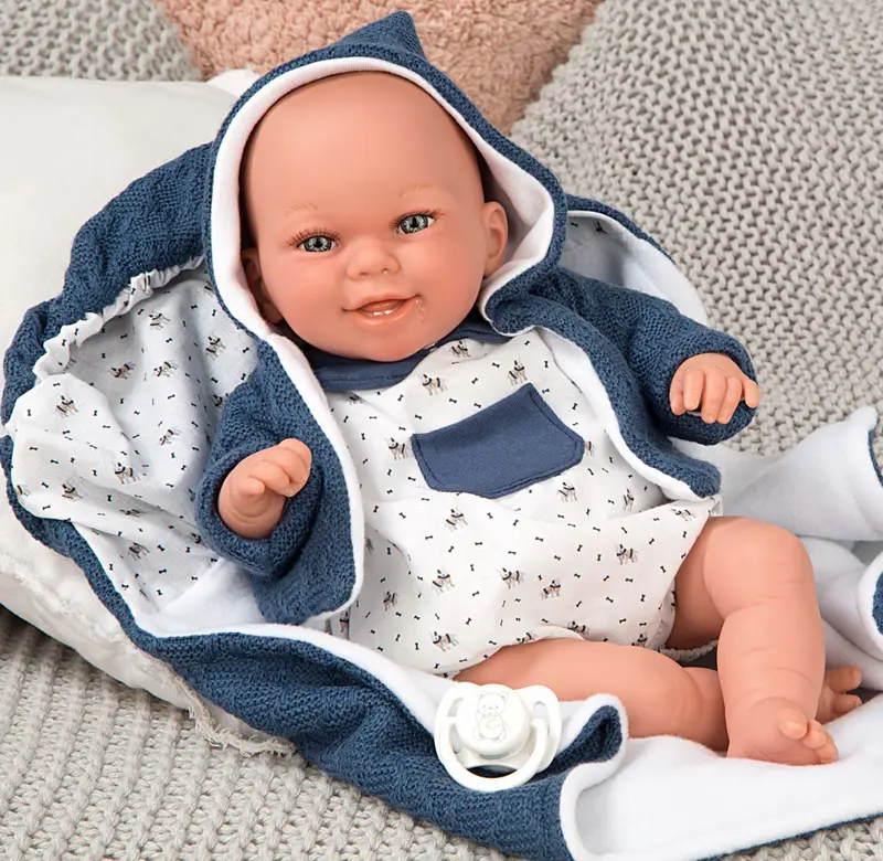 Muñeca con Peso Elegance 35 cm Babyto Azul Ranita - Arias 60728
