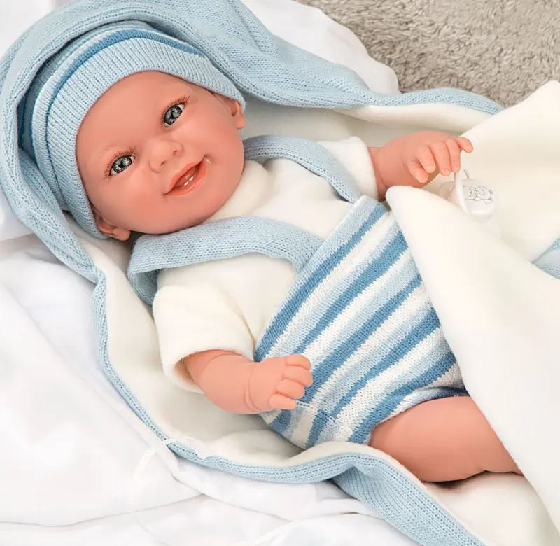 Muñeca con Peso Elegance 35 cm Babyto Azul Rayas con Manta - Arias 60751