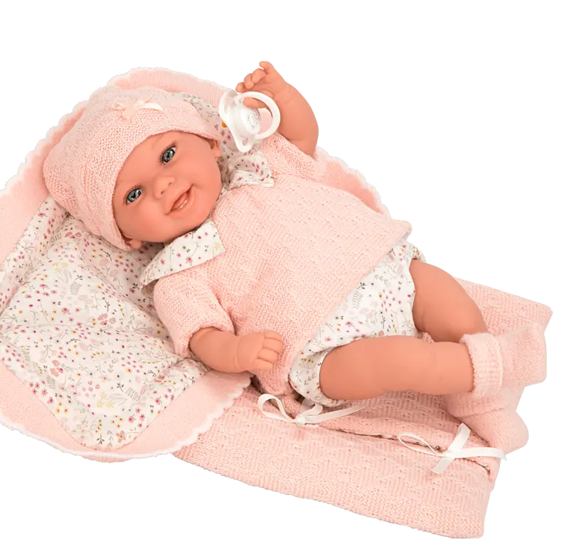 Muñeca con Peso Elegance 35 cm Babyto Rosa Flores con Manta - Arias 60727