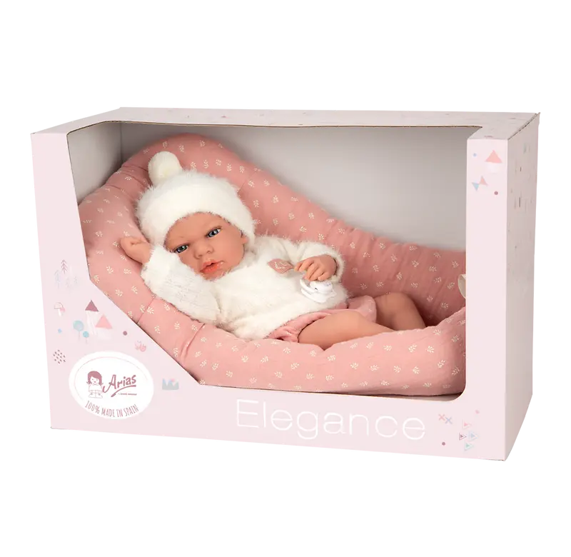 Muñeca de Peso Elegance Andie Rosa 40 cm – Arias 60901 | Con Cojín y Chupete