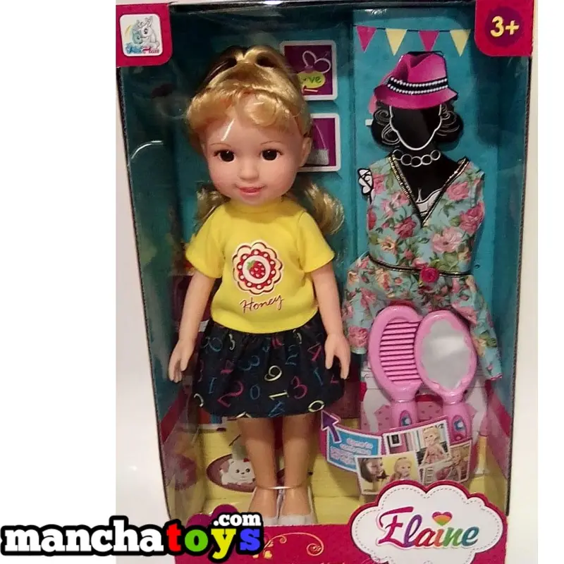 MUÑECA ELAINE CON VESTIDO Y ACCESORIOS