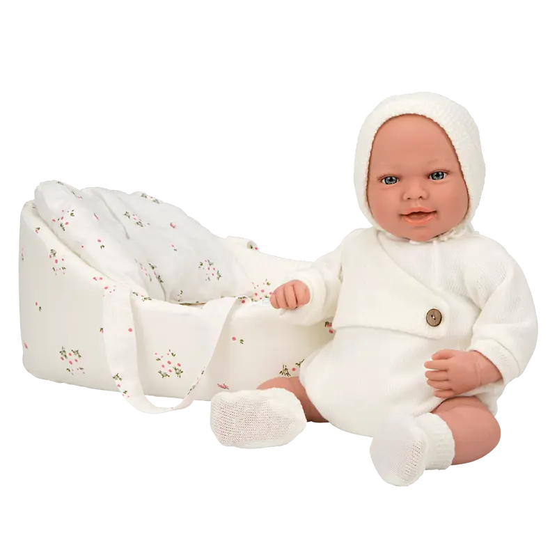 Muñeca Elegance Adi 45 cm con Capazo y Peso Real - Arias