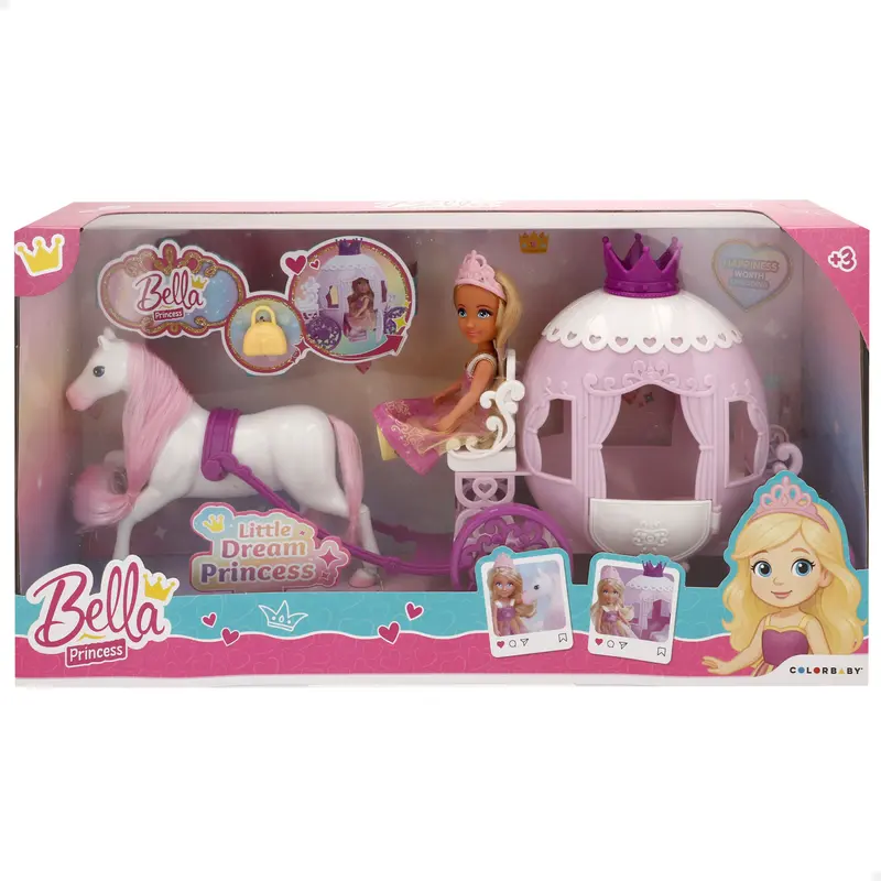 Muñeca princesa 15 cm con carruaje Bella